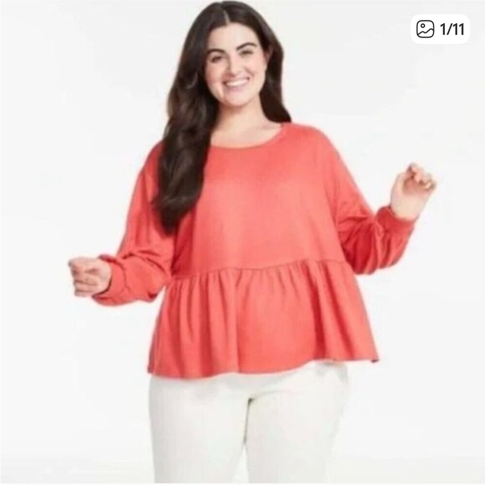 Joe Fresh Women's Coral Peplum Blouse